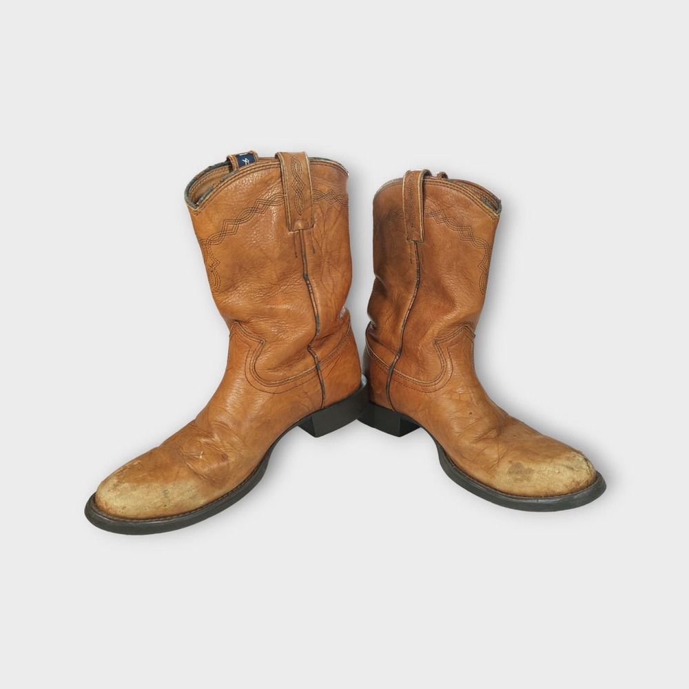Men's Soft Leather Justin Boots Tan L4608 Size 7B - Picture 1 of 11